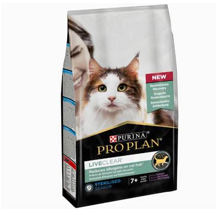Ração para gatos adultos esterilizados, com peru, que reduz alérgenos.