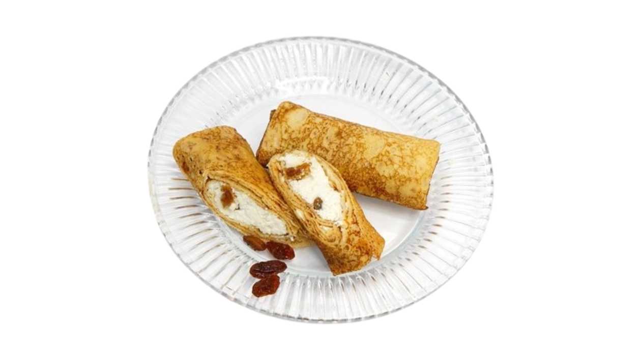 Crepes With Cottage Cheese And Raisins 2pcs