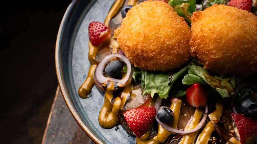 Salad with Fried Buffalo Mozzarella