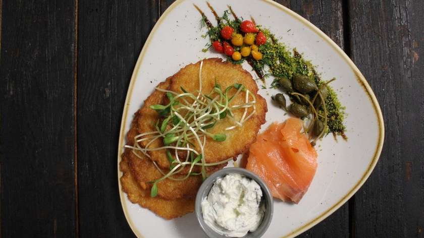 Potato Pancakes with Smoked Salmon