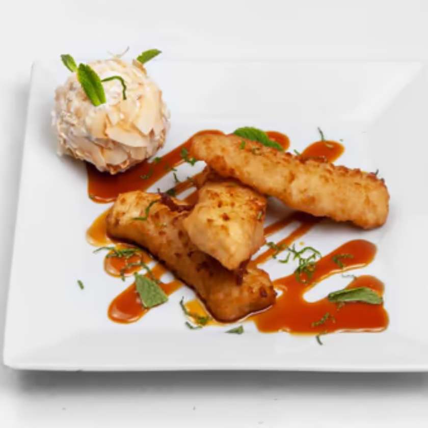 Fried Bananas with Whipped Cream