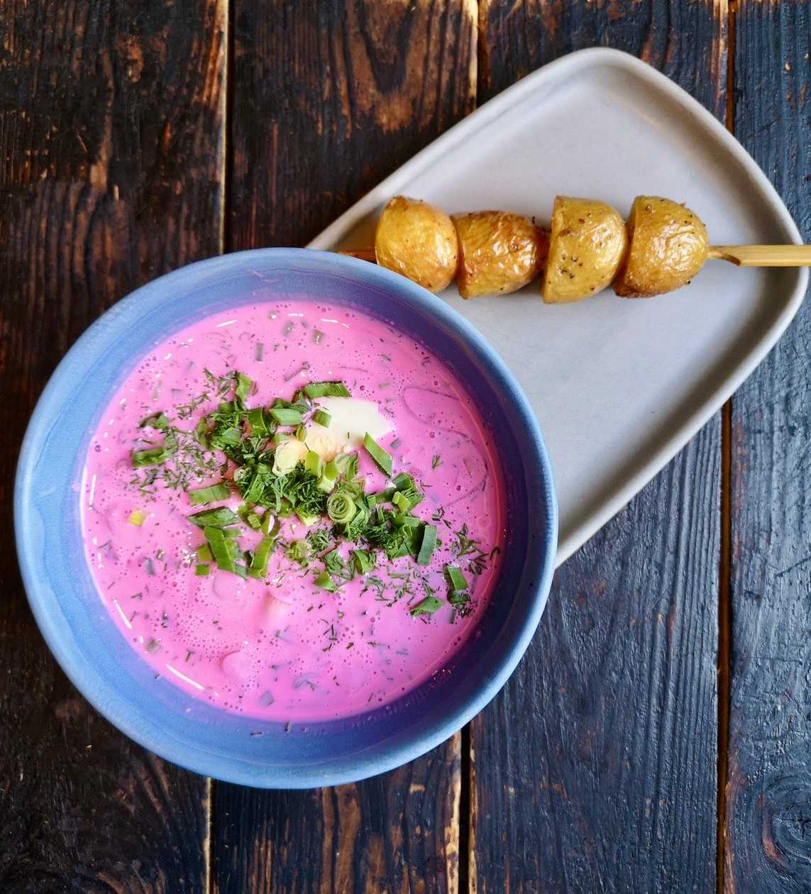 Cold Beetroot Soup with New Potatoes