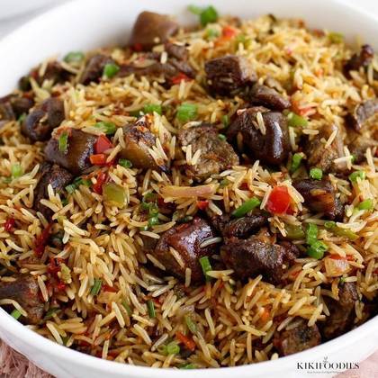 Fried Rice with Fried Goat