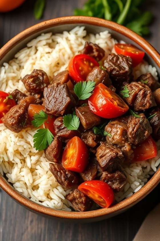 Vegetable Rice with Beef Sauce