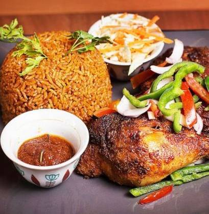 Jollof Rice with chicken sauce