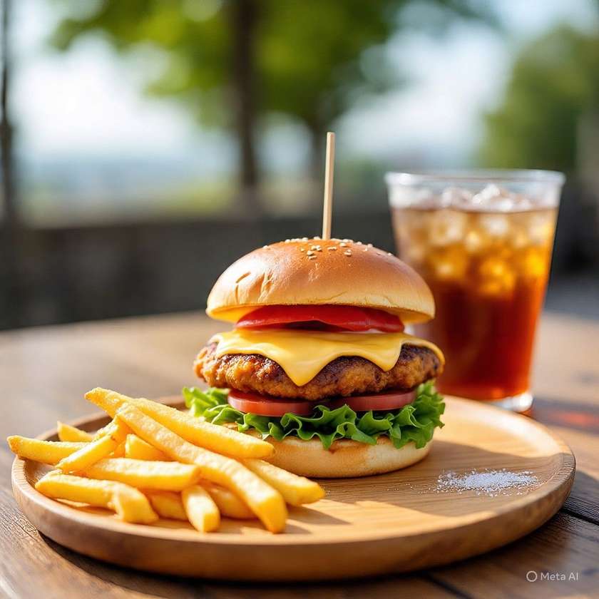 Copy of Chicken Drum Burger, Small Cup of Refresher, and Fries