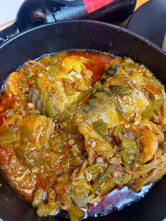 Banku and Fresh Salmon okro