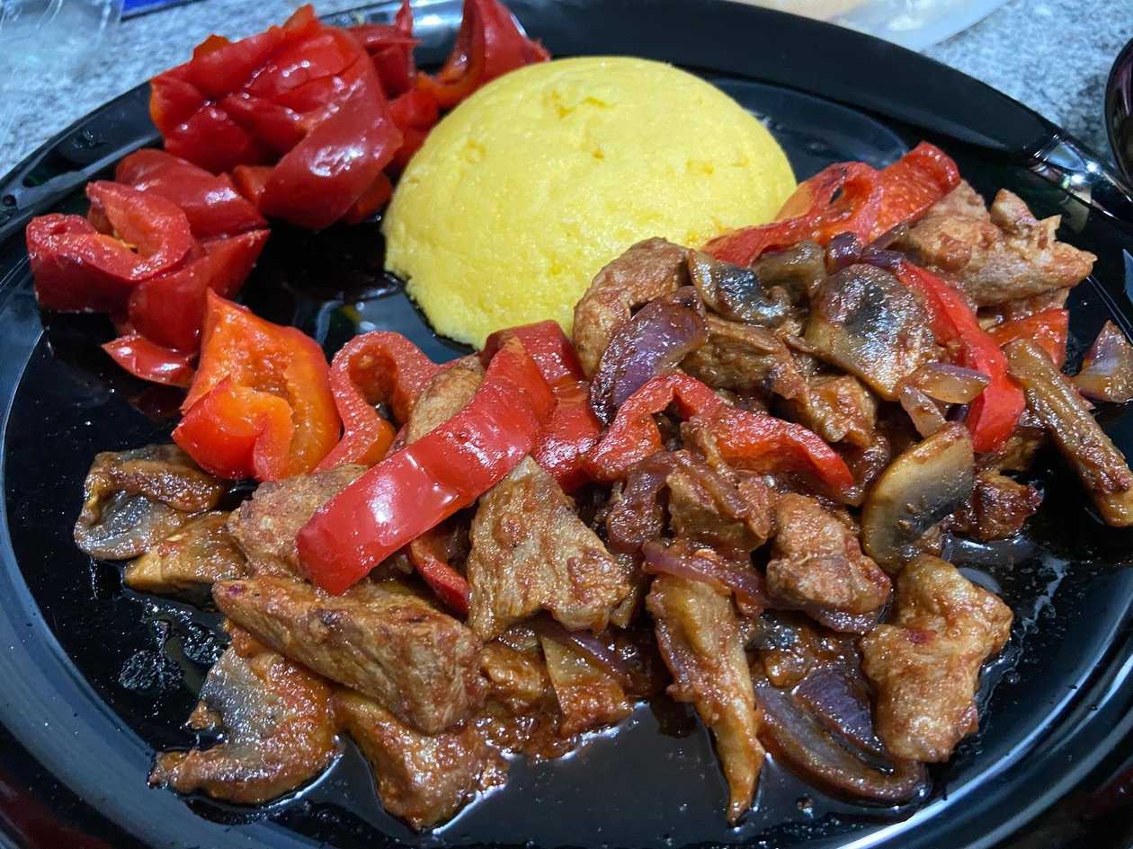 Spicy Pork Pan with Polenta