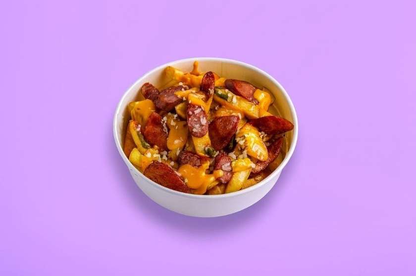 French fries with sausages