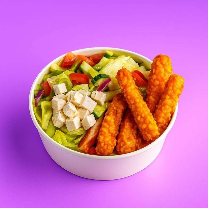 Salad with crispy chicken cutler