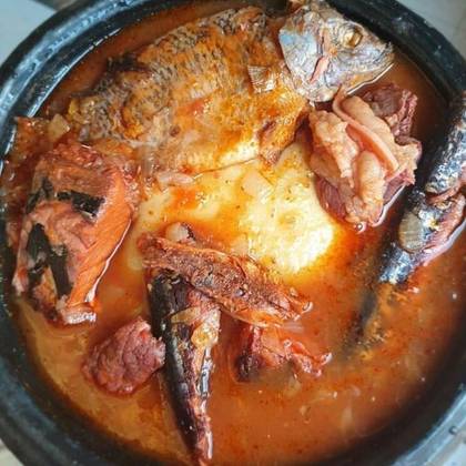 Fufu (Red or Dry ) fish soup