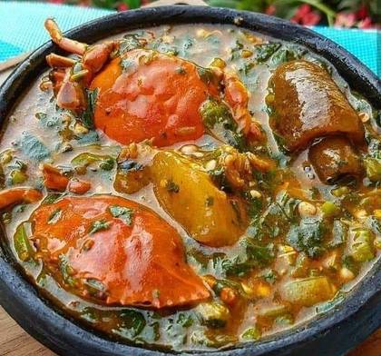 Banku with okro Goat