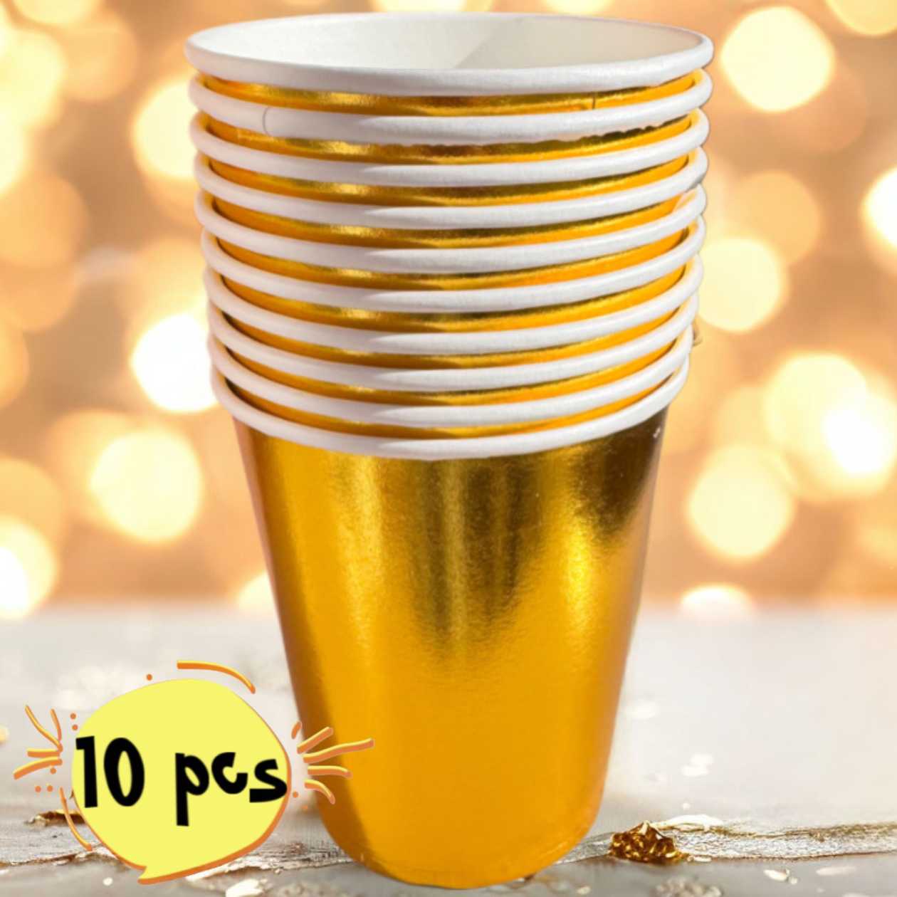 Paper cups (10 pcs), gold