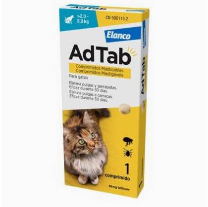 AdTab 48 mg Chewable Antiparasitic for Cats (> 2-8Kg) 3 Pack