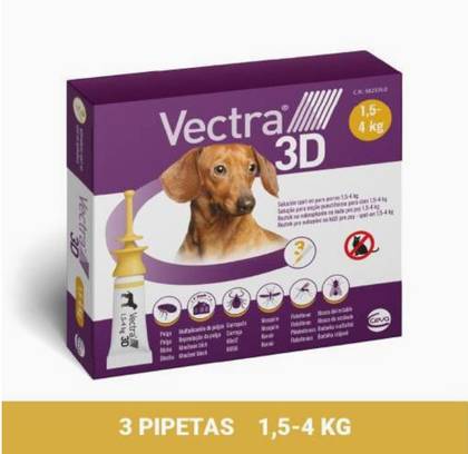 Vectra 3D Antiparasitic Pipettes for Dogs 1.5–4Kg 3 Units