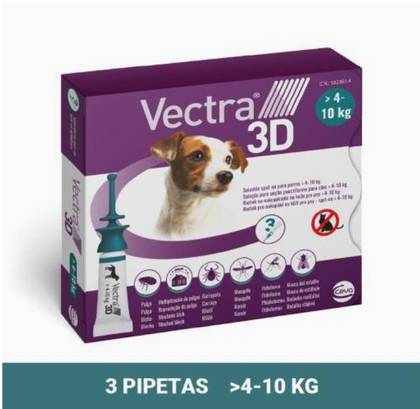 Vectra 3D Antiparasitic Pipettes for Dogs 4–10Kg 3 Units