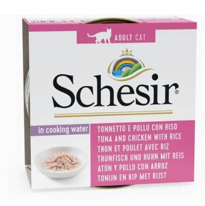 Schesir Can of Natural Tuna and Chicken with Rice in Water Broth