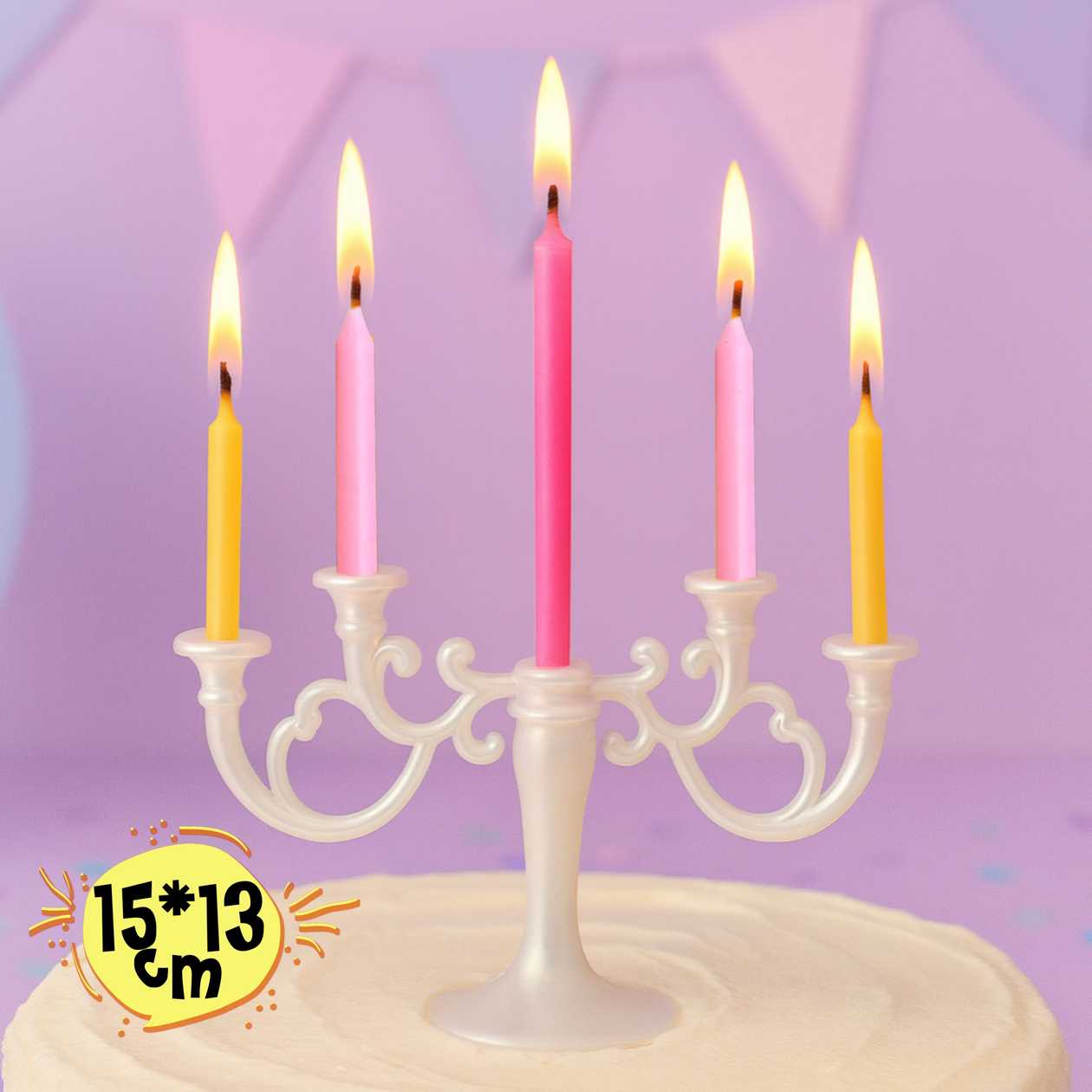 Cake candles (5 pcs) pink and yellow