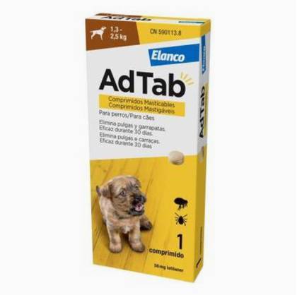 Elanco AdTab Chewable Antiparasitic 56 Mg for Dogs (1.3–2.5Kg) 3 Units