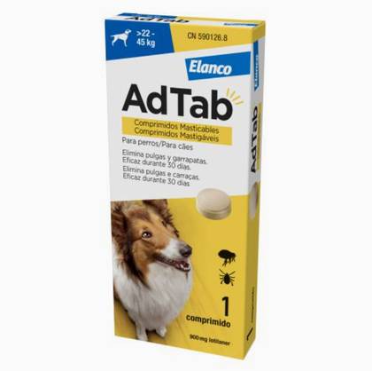 Elanco AdTab Chewable Antiparasitic 900 Mg for Dogs (>22–45Kg) 3 Units