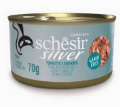 Schesir Senior Silver Can of Tuna and Mackerel Chunks in Gravy