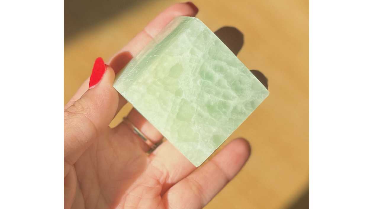 Emerald Memory ~ Pistachio Calcite Cube✨