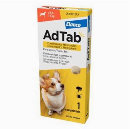 Elanco AdTab Chewable Antiparasitic 225 Mg for Dogs (>5.5–11Kg) 1 Unit
