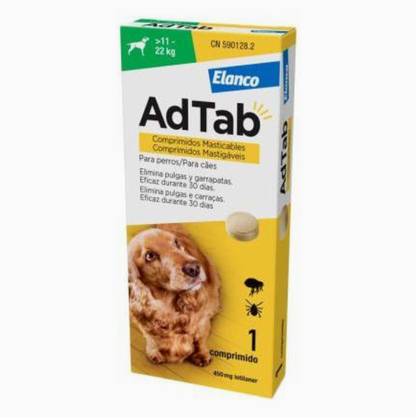 Elanco AdTab Chewable Antiparasitic 450 Mg for Dogs (>11–22Kg) 1 Unit