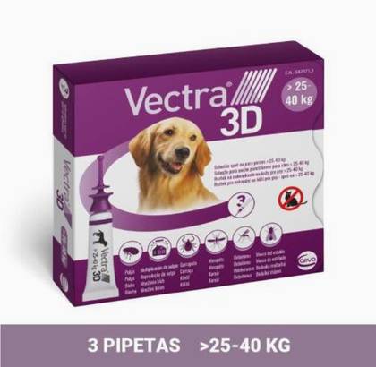 Vectra 3D Antiparasitic Pipettes for Dogs 25–40Kg 3 Units