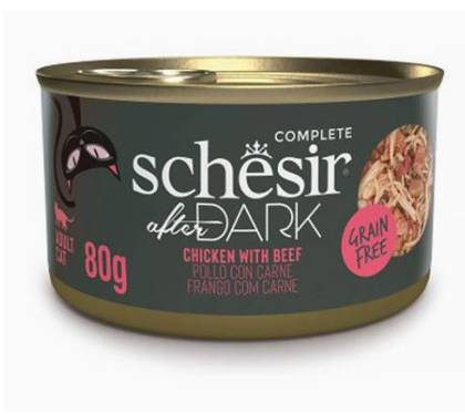 Schesir After Dark Can of Chicken and Beef Chunks in Gravy