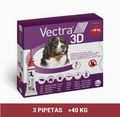 Vectra 3D Antiparasitic Pipettes for Dogs Over 40Kg 3 Units
