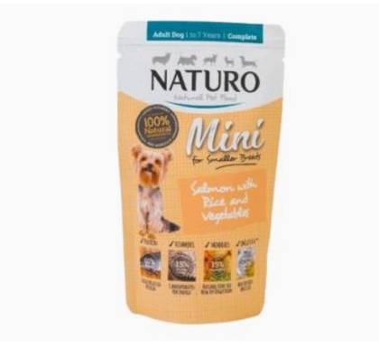Naturo Mini Adult Dog Gluten Free Pouch of Salmon with Rice & Vegetables