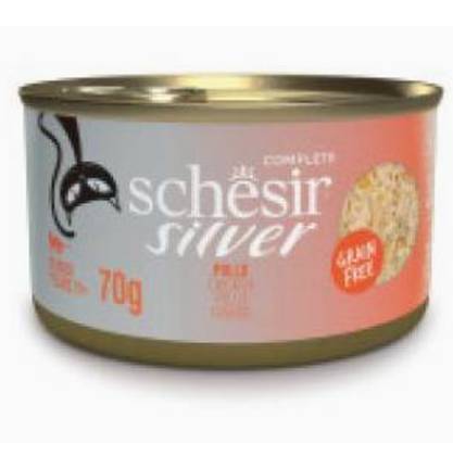 Schesir Senior Silver Can of Chicken Chunks in Gravy