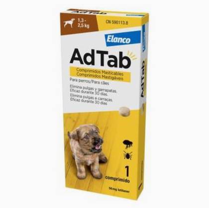 Elanco AdTab Chewable Antiparasitic 56 Mg for Dogs (1.3–2.5Kg) 1 Unit