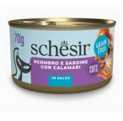 Schesir Grill Can of Sardine and Mackerel Fillets with Squid in Gravy