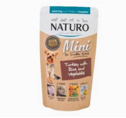 Naturo Mini Adult Dog Gluten Free Pouch of Turkey with Rice & Vegetables