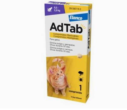 AdTab 12 mg Chewable Antiparasitic for Cats (0.5-2Kg)