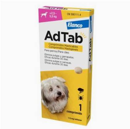 Elanco AdTab Chewable Antiparasitic 112 Mg for Dogs (>2.5–5.5Kg) 3 Units