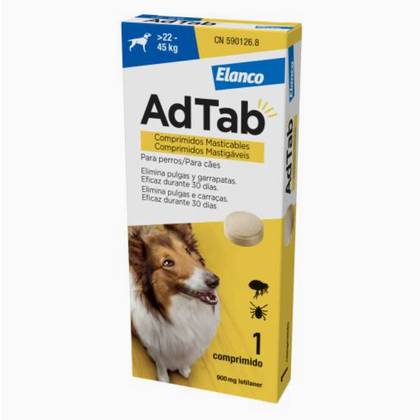 Elanco AdTab Chewable Antiparasitic 900 Mg for Dogs (>22–45Kg) 1 Unit