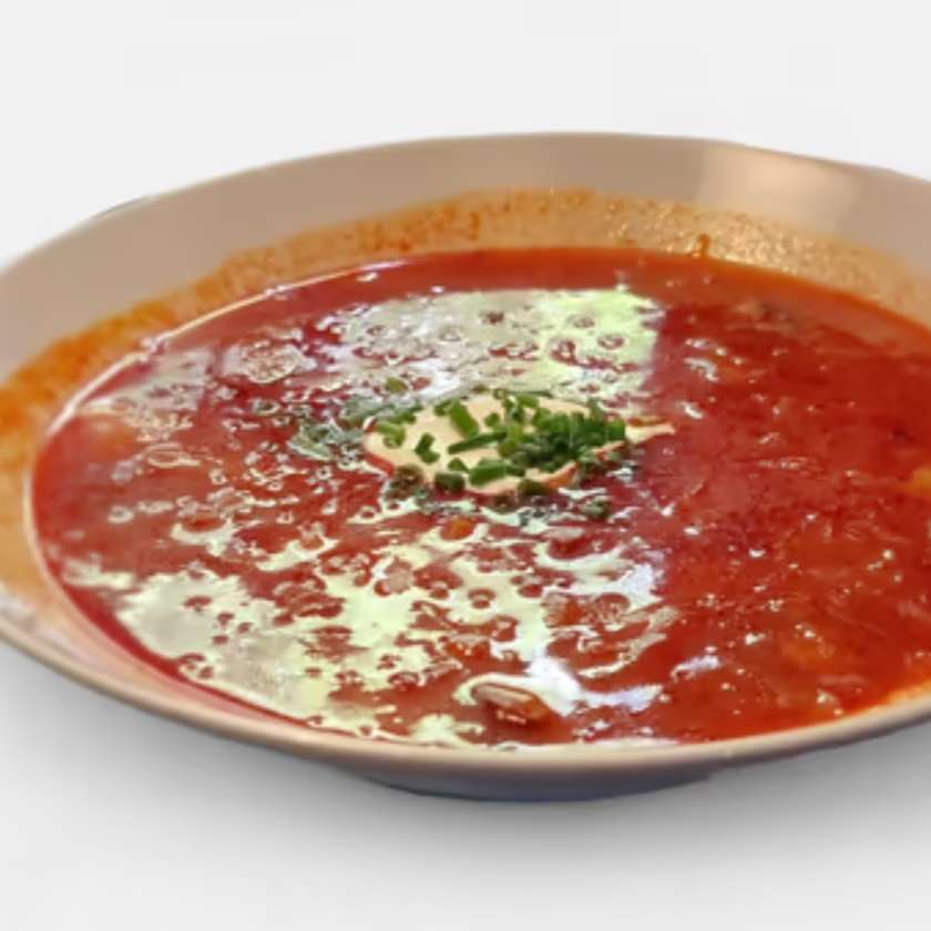 Cabbage Soup with Sausage, Potato and Sour Cream