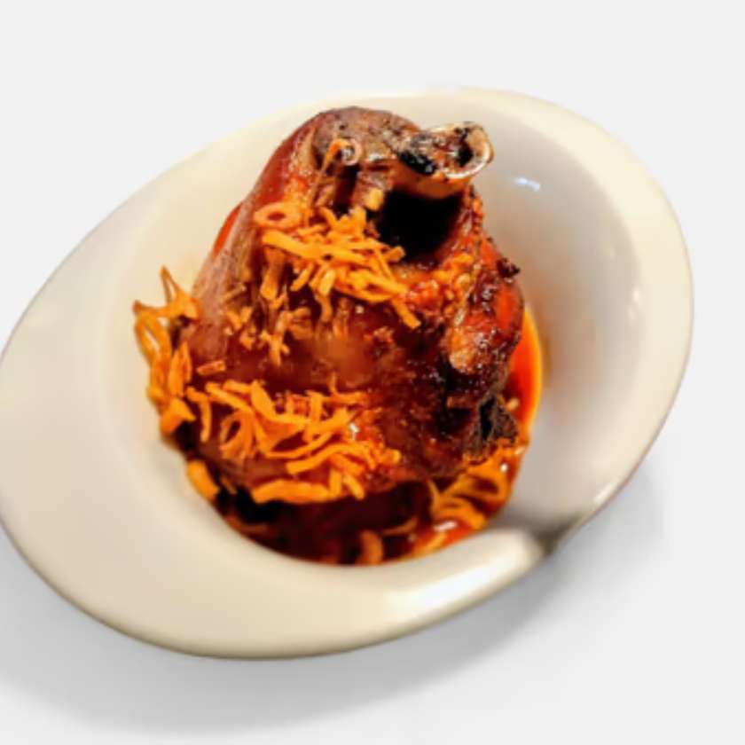 Smoked Pork Knuckle with Horseradish, Mustard and Toasted Bread