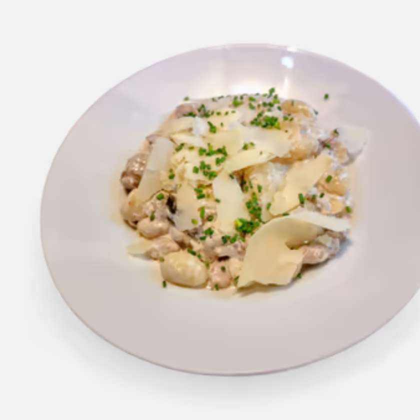 Potato Gnocchi With Pork Tenderloin, Mushrooms, Cream, Parmesan