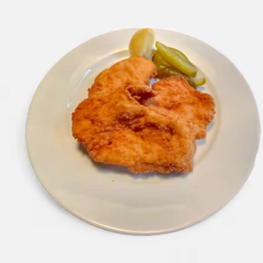 Turkey Schnitzel with Lemon and Mashed Potatoes, or Fresh Bread and Cucumber