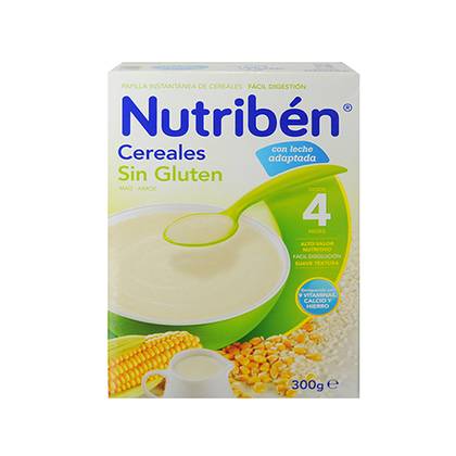 Nutriben Gluten-Free Milk Cereal with Adapted Corn and Rice /4m+/ 300g (250g)