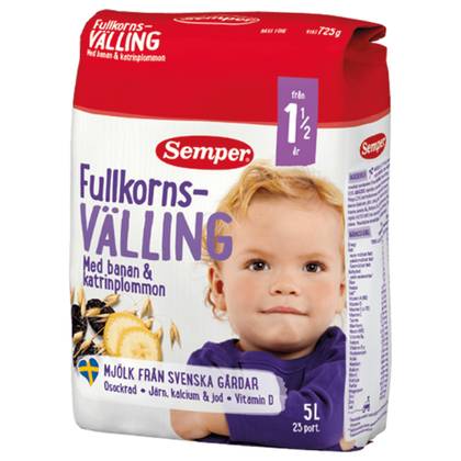 Semper - Creamy Oat, Banana & Plum Porridge/Velling (1-3 years) 725g