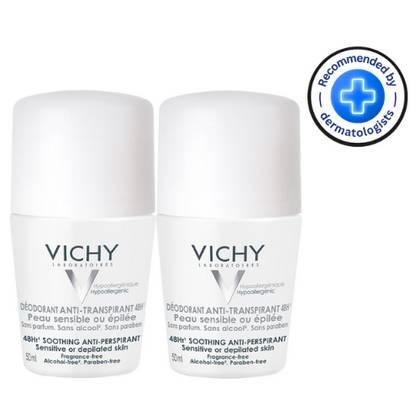 Vichy 48hr Antiperspirant Roll-On Deodorant Soothing Sensitive Skin Duopack 2x50ml 4728