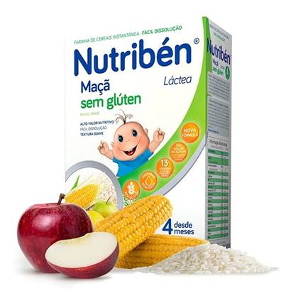 Nutriben Gluten-Free Milk Cereal with Corn, Rice and Apple /4m+/ 300g (250g)