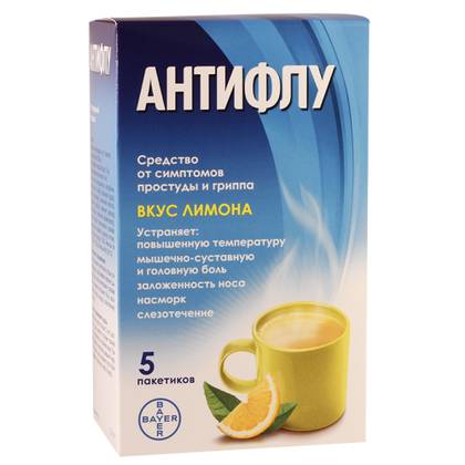 Antiflu Powder for Oral Solution with Lemon Flavor, 5 Sachets