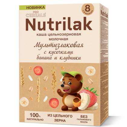 Nutrilak Premium Milk Cereal, Multigrain with Banana and Strawberry /8mo+/ 200g 2025