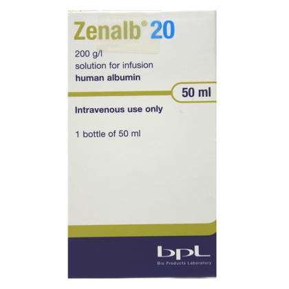 Albumin (Zenalb 20) 20% Solution for Infusion 50ml Glass Vial #1